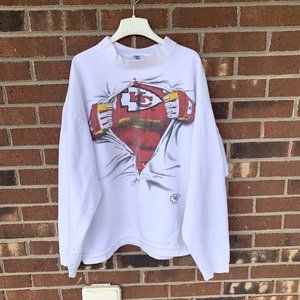 Kansas City Chief Mock Neck Sweatshirt 1995 White Size Y2K 2X